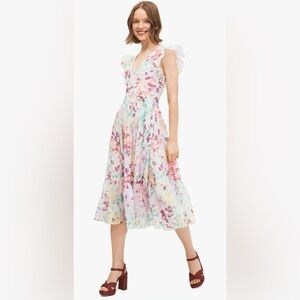 Kate Spade painted petal petals burnout Ruffle Sleeve Dress